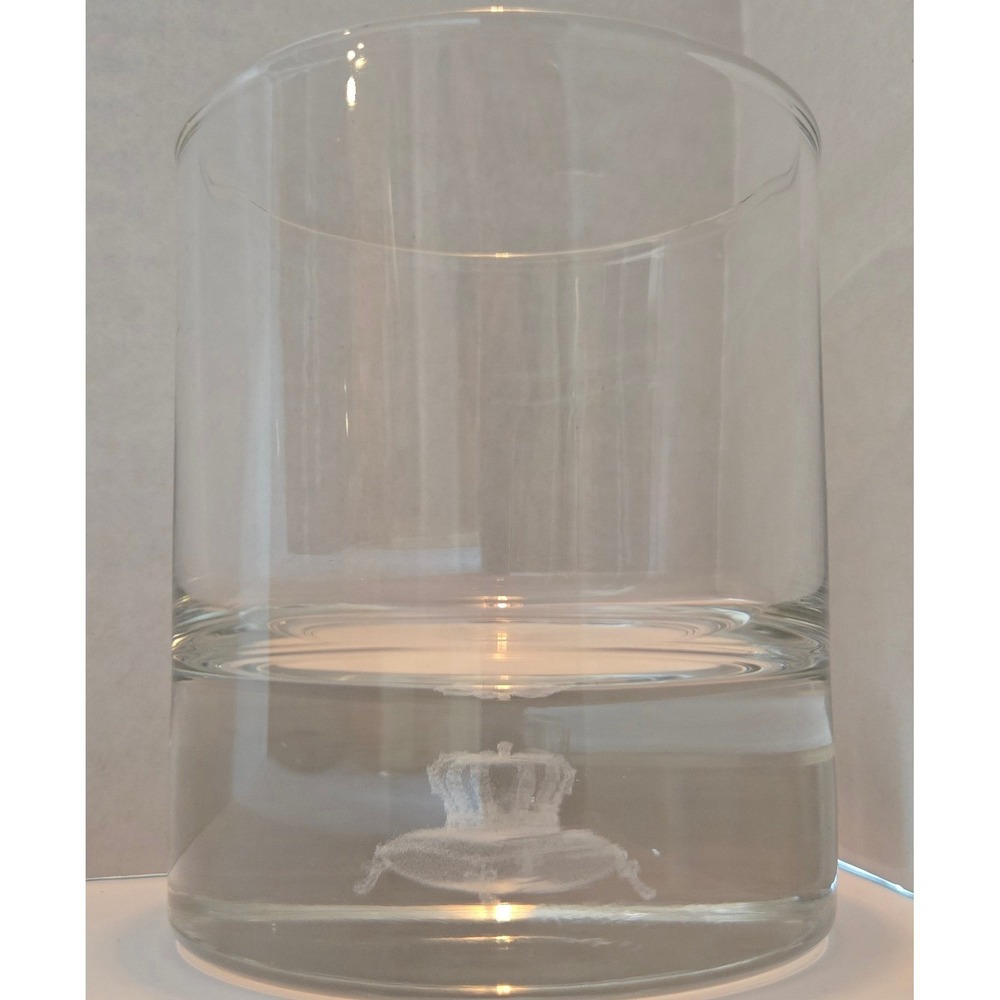 Crown Royal Hologram Crown on Pillow‎ 3D Laser Etched Whiskey On-the-Rocks Glass